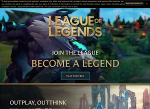 How leagueoflegends.com looks like on a tablet such as an iPad.