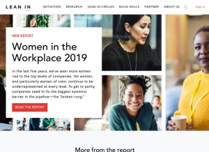 How leanin.org looks like on a tablet such as an iPad.