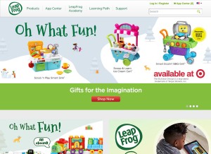 How leapfrog.com looks like on a tablet such as an iPad.