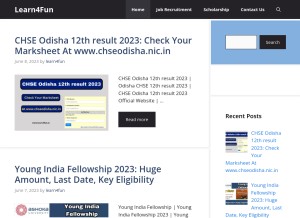 How learn4fun.in looks like on a tablet such as an iPad.