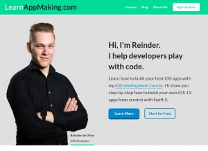 How learnappmaking.com looks like on a tablet such as an iPad.