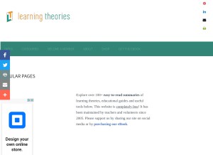 How learning-theories.com looks like on a tablet such as an iPad.
