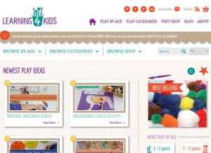 How learning4kids.net looks like on a tablet such as an iPad.