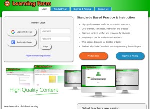 How learningfarm.com looks like on a tablet such as an iPad.