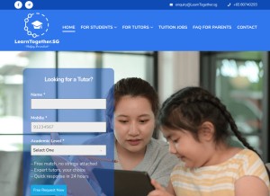 How learntogether.sg looks like on a tablet such as an iPad.