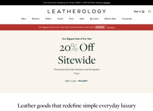 How leatherology.com looks like on a tablet such as an iPad.