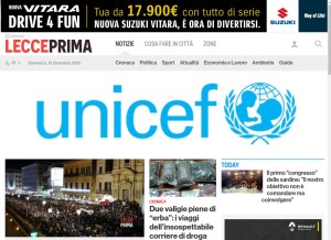 How lecceprima.it looks like on a tablet such as an iPad.