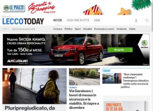How leccotoday.it looks like on a tablet such as an iPad.