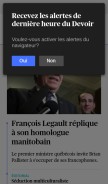 How ledevoir.com looks like on a mobile device such as an iPhone.