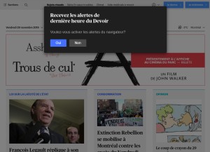 How ledevoir.com looks like on a tablet such as an iPad.