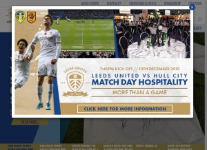 How leedsunited.com looks like on a tablet such as an iPad.