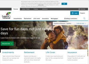 How legalandgeneral.com looks like on a tablet such as an iPad.