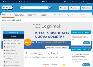 How legalmail.it looks like on a tablet such as an iPad.