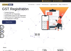 How legaltax.in looks like on a tablet such as an iPad.