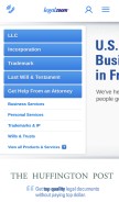How legalzoom.com looks like on a mobile device such as an iPhone.