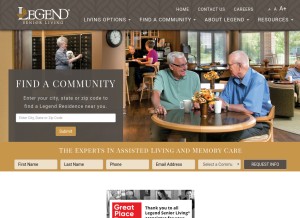 How legendseniorliving.com looks like on a tablet such as an iPad.