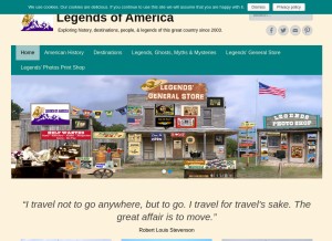 How legendsofamerica.com looks like on a tablet such as an iPad.