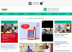 How legit.ng looks like on a tablet such as an iPad.