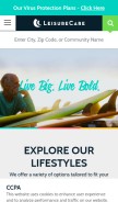 How leisurecare.com looks like on a mobile device such as an iPhone.