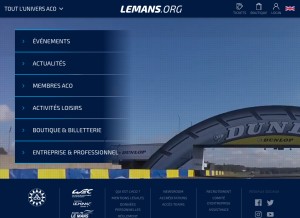 How lemans.org looks like on a tablet such as an iPad.