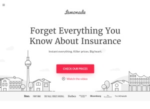 How lemonade.com looks like on a tablet such as an iPad.