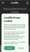 How lendme.dk looks like on a mobile device such as an iPhone.