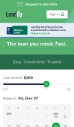 How lendup.com looks like on a mobile device such as an iPhone.