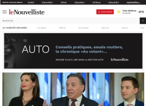 How lenouvelliste.ca looks like on a tablet such as an iPad.