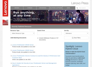 How lenovopress.com looks like on a tablet such as an iPad.