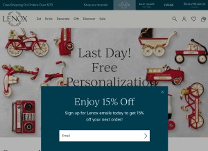 How lenox.com looks like on a tablet such as an iPad.