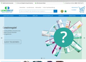 How lensbest.de looks like on a tablet such as an iPad.