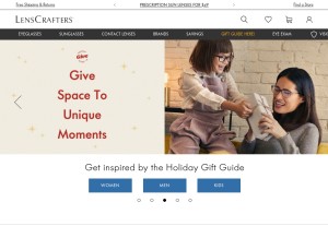 How lenscrafters.com looks like on a tablet such as an iPad.