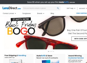 How lensdirect.com looks like on a tablet such as an iPad.