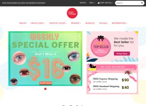 How lensvillage.com looks like on a tablet such as an iPad.
