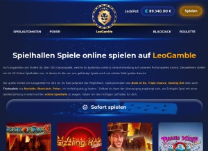 How leogamble.com looks like on a tablet such as an iPad.