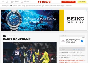 How lequipe.fr looks like on a tablet such as an iPad.