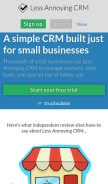 How lessannoyingcrm.com looks like on a mobile device such as an iPhone.
