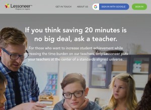 How lessoneer.com looks like on a tablet such as an iPad.