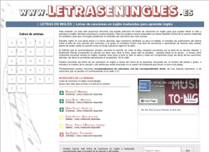 How letraseningles.es looks like on a tablet such as an iPad.