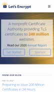 How letsencrypt.org looks like on a mobile device such as an iPhone.