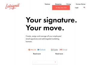 How letsignit.com looks like on a tablet such as an iPad.