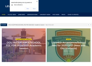 How leukocyteng.com.ng looks like on a tablet such as an iPad.