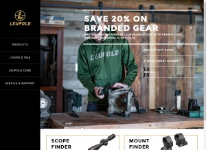 How leupold.com looks like on a tablet such as an iPad.
