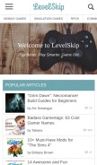 How levelskip.com looks like on a mobile device such as an iPhone.