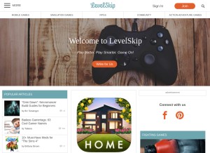 How levelskip.com looks like on a tablet such as an iPad.