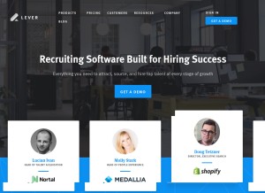 How lever.co looks like on a tablet such as an iPad.