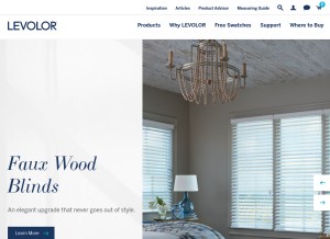 How levolor.com looks like on a tablet such as an iPad.
