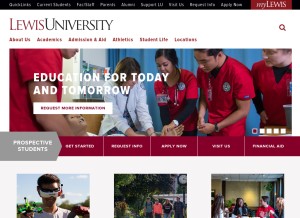 How lewisu.edu looks like on a tablet such as an iPad.