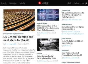 How lexblog.com looks like on a tablet such as an iPad.