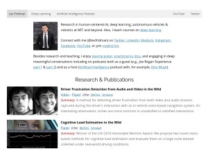 How lexfridman.com looks like on a tablet such as an iPad.